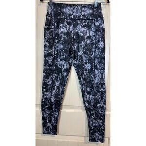 FITKICKS Women's Size M Gray Black‎ Leggings Side Pockets stretch EUC